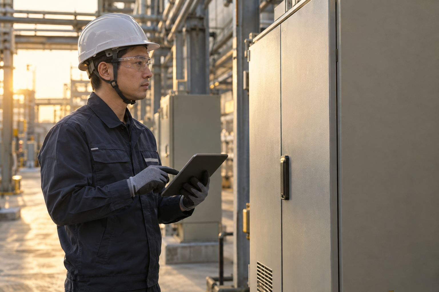 電気設備の点検を行う技術者のイメージ