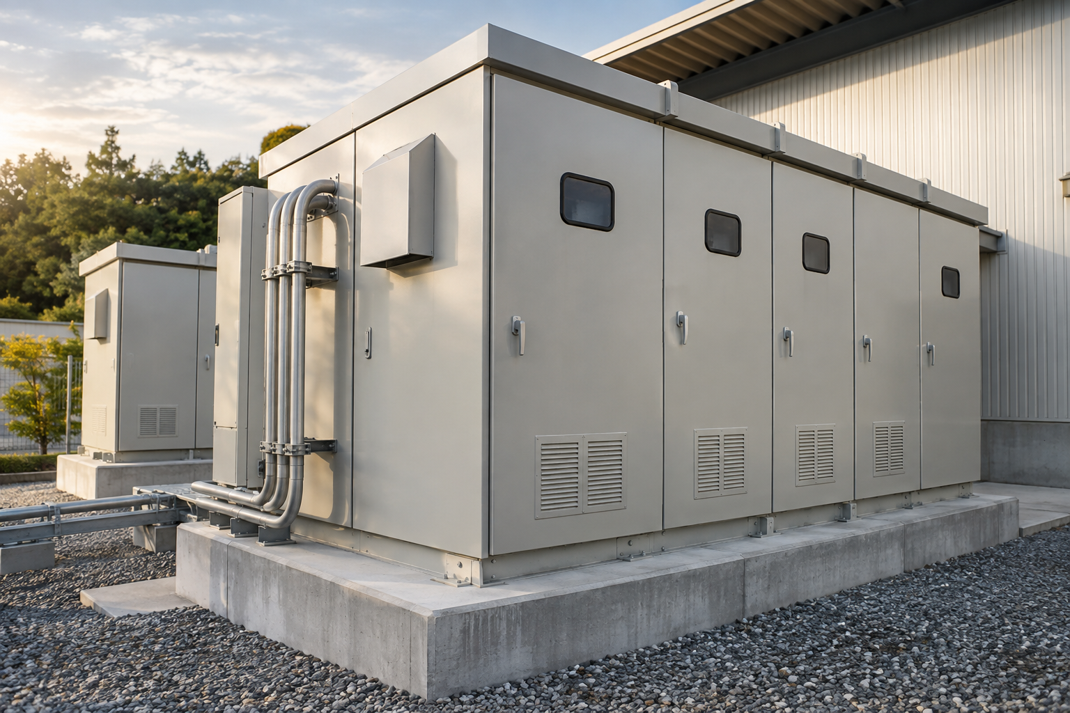 屋外に設置された受変電設備のイメージ